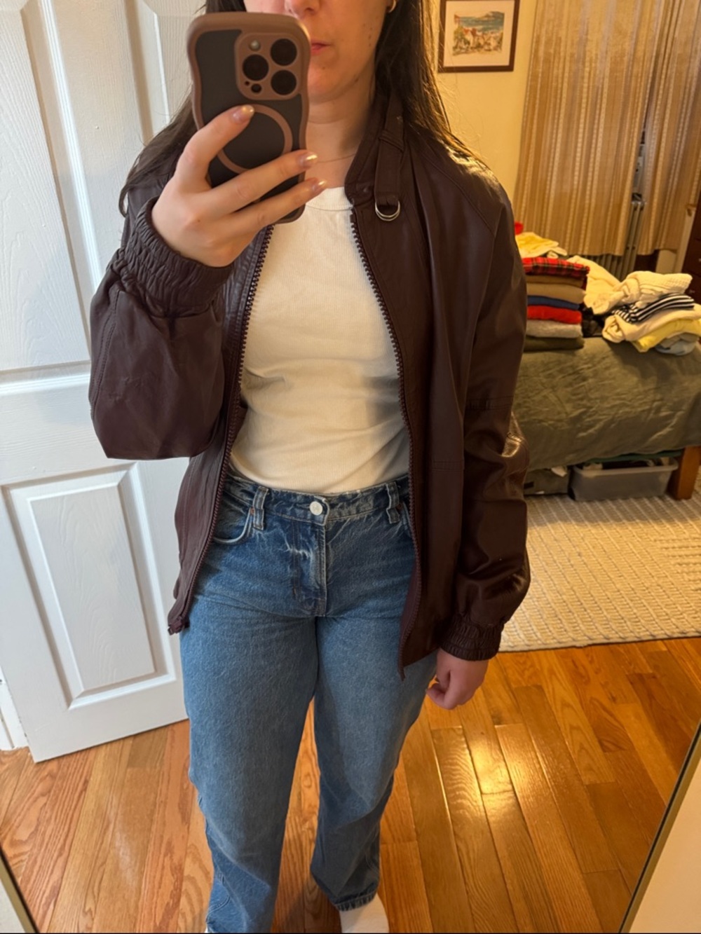 Women's Brown Bomber Jacket - Classic Lightweight Coat